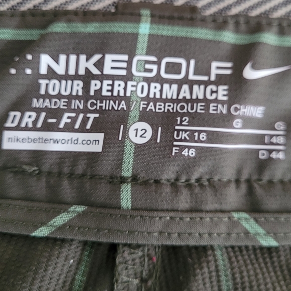 NIKE Golf Tour Performance Women's Green Plaid Dri-Fit Trouser Pants Size 12 - Picture 13 of 15